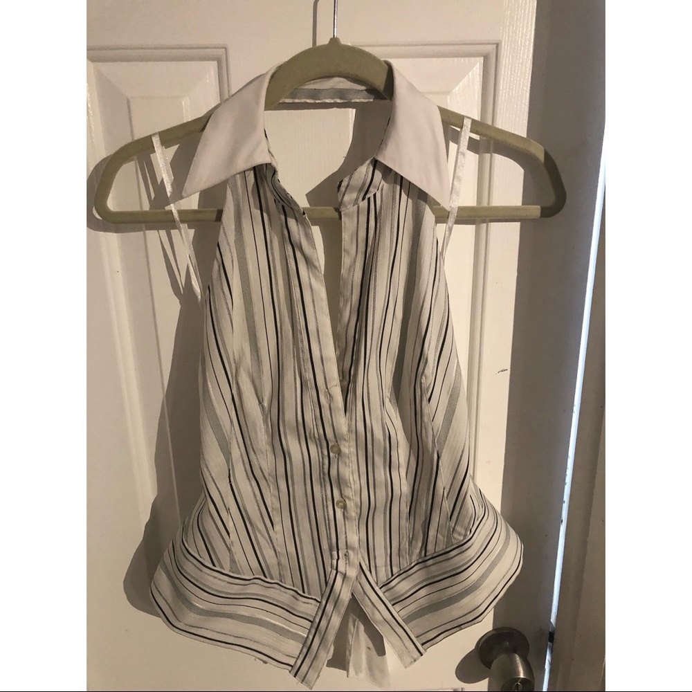 Halter white and black tuxedo top/ backless